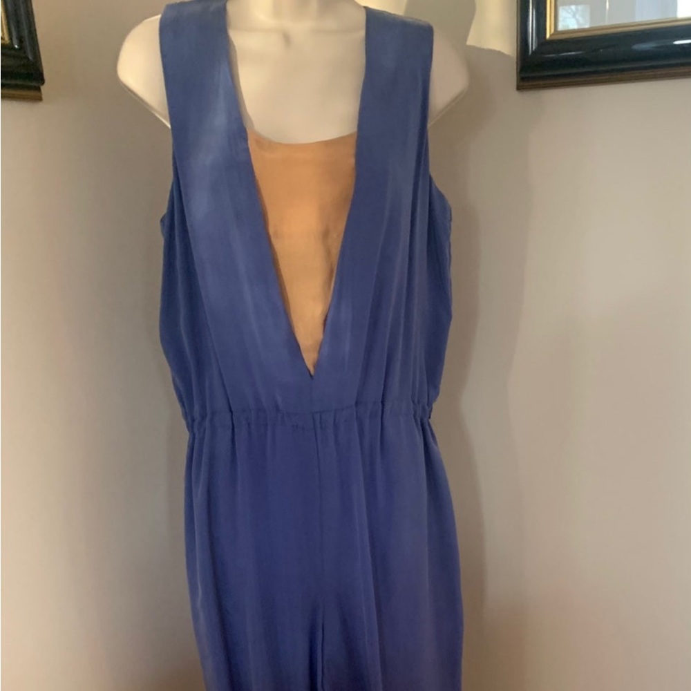 SISLEY Womens Ladies Junior Girls Blue Tan Long Pants Jumpsuit Romper Size S